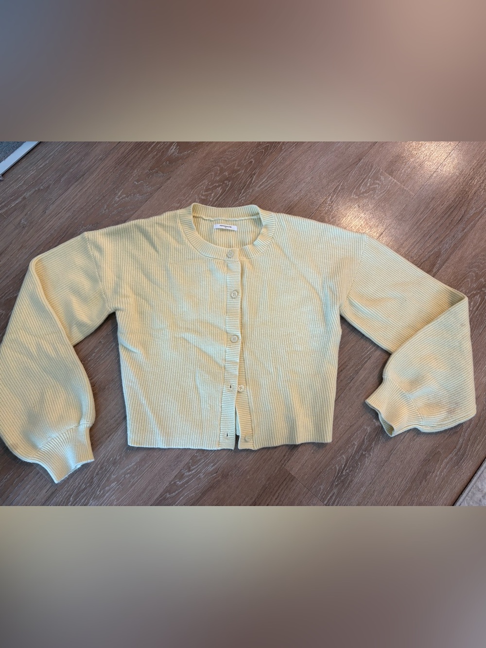 Peppermayo Pale Yellow Ribbed Button-Front Cardigan